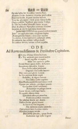 Ode. Ad Reverendissimum & Perillustre Capitulum.