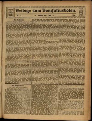 Zweite Ausgabe vom Sonntag, den 01. Juni 1924.