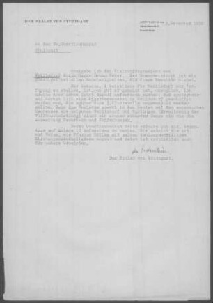Weilimdorf: Visitationsbericht mit Pfarrbericht 1950