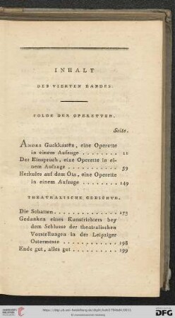 Inhalt des vierten Bandes