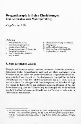 263-280, Drogentherapie in freien Einrichtungen. Eine Alternative zum Maßregelvollzug