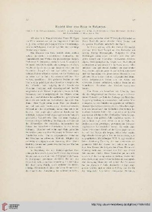 1.1898: Bericht über eine Reise in Bulgarien