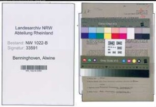 Entnazifizierung Alwine Benninghoven , geb. 27.05.1867 (Geschaeftsfrau)