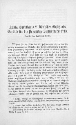 König Christian's V Dänisches Gesetz als Vorbild für die Preußische Justizreform 1713