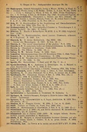 Neueste Erwerbungen von S. Glogau & Co., Buchhandlung und Antiquariat. 24. 1885