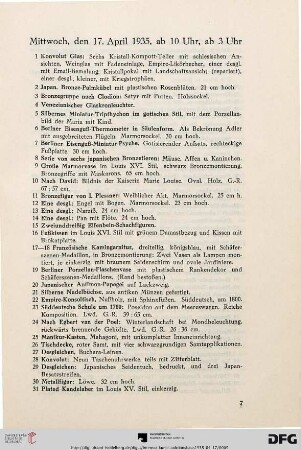 Mittwoch, den 17. April 1935, ab 10 Uhr, ab 3 Uhr (Nr. 1-713)