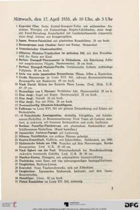 Mittwoch, den 17. April 1935, ab 10 Uhr, ab 3 Uhr (Nr. 1-713)