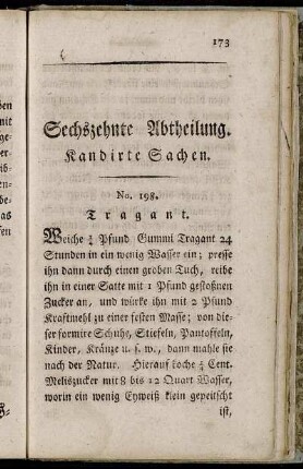Sechszehnte Abtheilung. Kandirte Sachen.
