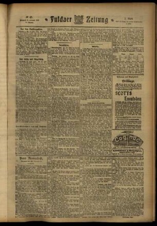 Zweite Ausgabe vom Mittwoch, den 21. Februar 1912.