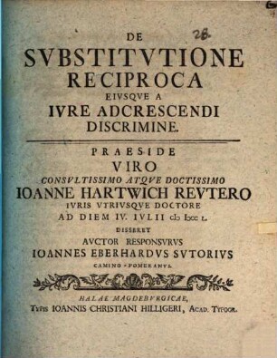 De substitutione reciproca eiusque a iure adcrescendi discrimine