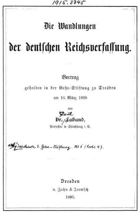 Die Wandlungen der deutschen Reichsverfassung