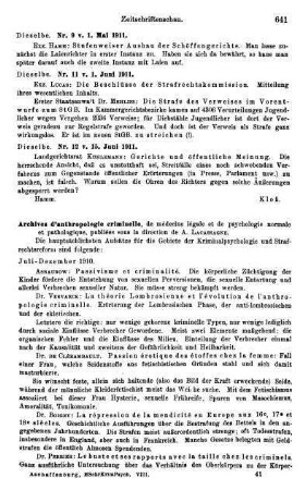 641-650, Archives d'anthropologie criminelle, de médecine légale et de psychologie normale et pathologique