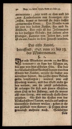 Das eilfte Kapitel, betreffend 1747. vom 20. bis 23. des Wintermonats