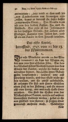 Das eilfte Kapitel, betreffend 1747. vom 20. bis 23. des Wintermonats