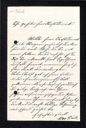 Handschriftliches Schreiben Max Böck