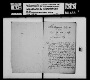 Inventar über das Vermögen der Waisen des Müllers Anton Sauter in Storzingen und Gutsübergabe an Anton Sauter