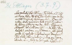 Brief an Josef Moritz Ettlinger