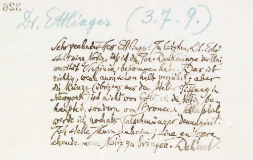Brief an Josef Moritz Ettlinger