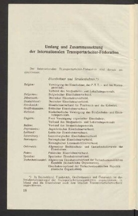 Umfang und Zusammensetzung der Internationalen Transportarbeiter-Föderation