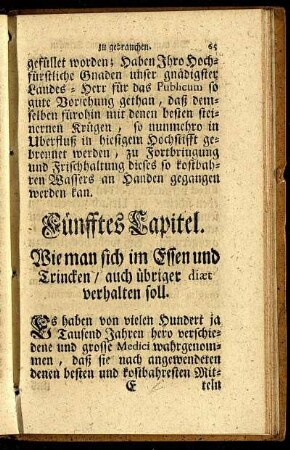 Fünfftes Kapitel. Wie man sich im Essen und Trincken auch übriger diæt verhalten soll.