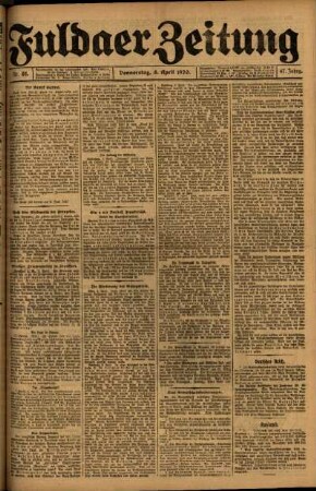 Ausgabe vom Donnerstag, den 08. April 1920.