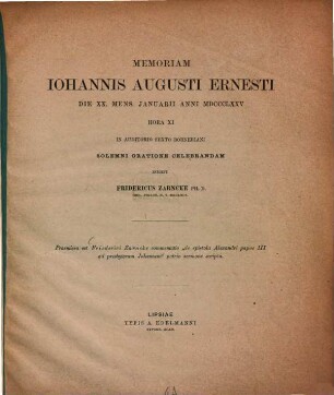 Commentatio de epistola Alexandri papae III ad presbyterum Johannem : Festschrift d. Univ. Leipzig ...