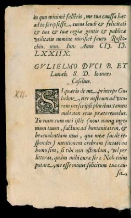 Gulielmo Duci B. Et Lunaeb. S. D. Ioannes Caselius.