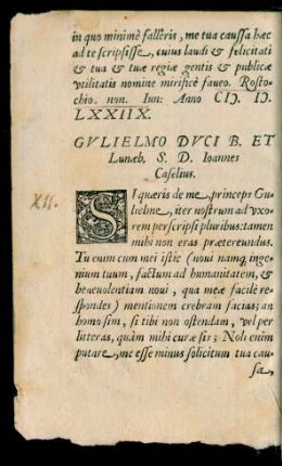 Gulielmo Duci B. Et Lunaeb. S. D. Ioannes Caselius.