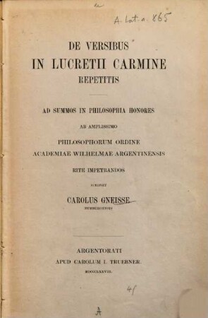 De versibus in Lucretii carmine repetitis