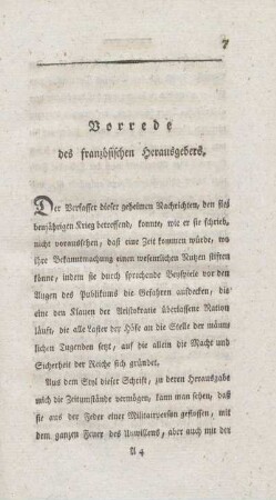 Vorrede des französischen Herausgebers