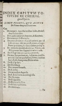 Index Capitum Totius De Re Cheir Urgica Operis.