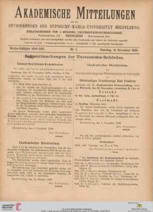 Nr. 5 (18. November 1899)