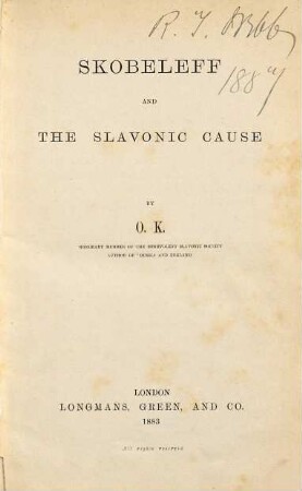 Skobeleff and the Slavonic cause