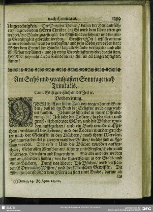 Am Sechs und zwantzigsten Sonntage nach Trinitatis