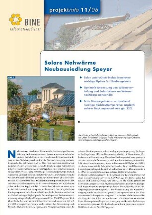 Solare Nahwärme - Neubausiedlung Speyer.