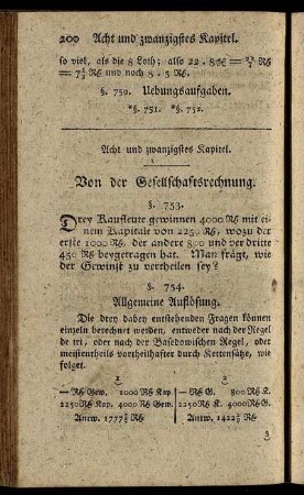 Acht und zwanzigstes Kapitel. Von der Gesellschaftsrechnung – Dreyßigstes Kapitel. Vermischte Aufgaben