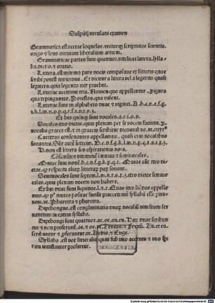De arte grammatica sive de octo partibus orationis : mit Vorwort des Autors an Angelus Lupus, Bischof von Tivoli, Perugia 10. 4. [?], und Gedichten des Autors an die Leser und an Aulus. Mit Declaratio quorundam vocabulorum