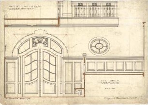 Pfann, Paul; München - Bogenhausen; Villa Jos. Selmayer - Westwand der Diele (Ansicht m. Schnitt)