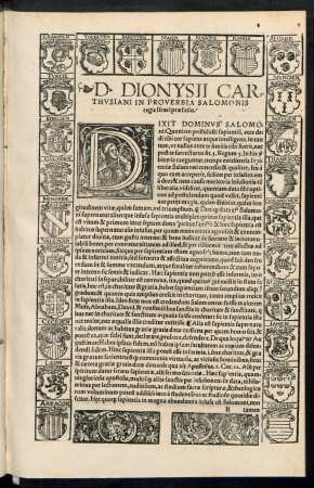 D. Dionysii Carthusiani In Proverbia Salomonis regis Israel praefatio.