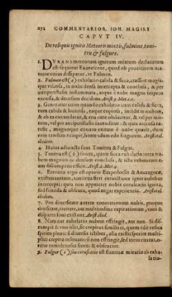Caput IV. De reliquis ignitis Meteoris mixtis, fulmine, tonitru [et] fulgere.