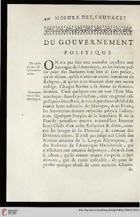 Du gouvernement politique