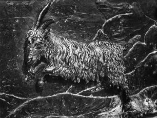 Bildfeld mit Steinbock von der Tür des rechten Westportals : Bildfeld mit Steinbock von der Tür des rechten Westportals. Bronze (nach 1595; R. Pagni). Pisa, Dom Santa Maria Assunta