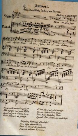 Antwort : Gedicht von König Ludwig von Bayern ; für e. Singst. mit Pianoforte