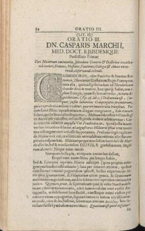 (Lit. H.) Oratio III. Dn. Casparis Marchii [...]