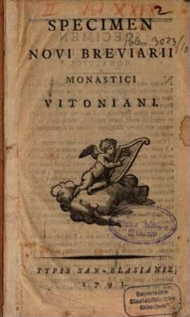 Specimen novi breviarii monasterii Vitoniani