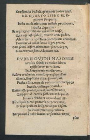 Publii Ovidii Nasonis versus selecti ex unico libro epistolarum Heroidum.