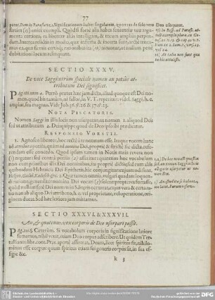 Sectio XXXVI. & XXXVII. An, & quatenus, vox corporis de Deo usurpari possit