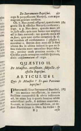 117-134, Quaestio II. De Ministro, neceßitate, subjecto, & effectu Baptismi