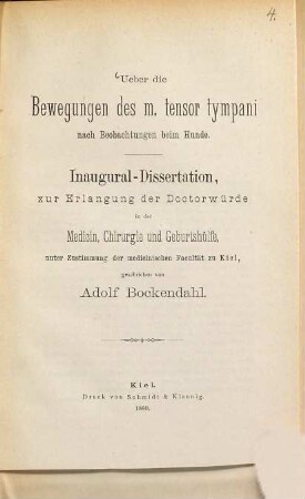 Ueber die Bewegungen des m. tensor tympani nach Beobachtungen beim Hunde