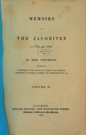 Memoirs of the Jacobites of 1715 and 1745, 2